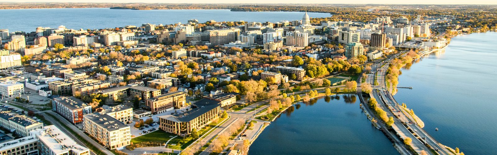 Aerial view of Madison, WI.